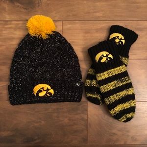 Iowa Hawkeye Hat And Mittens; One Size